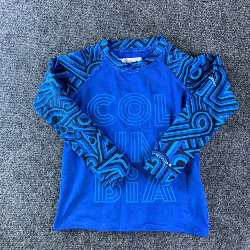 Columbia Sandy Shores Sunguard Shirt Unisex Kids 3T/92 Blue Printed Long Sleeve